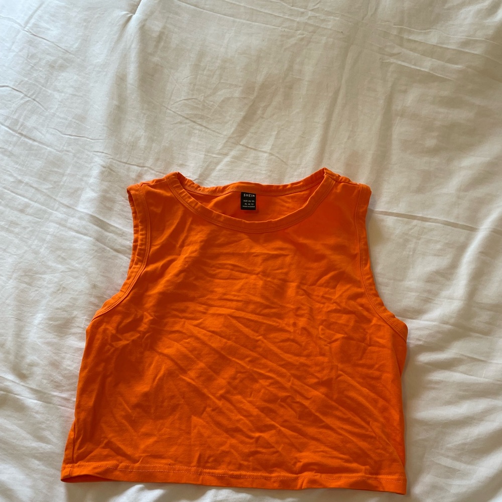 cropped orange shein tank top